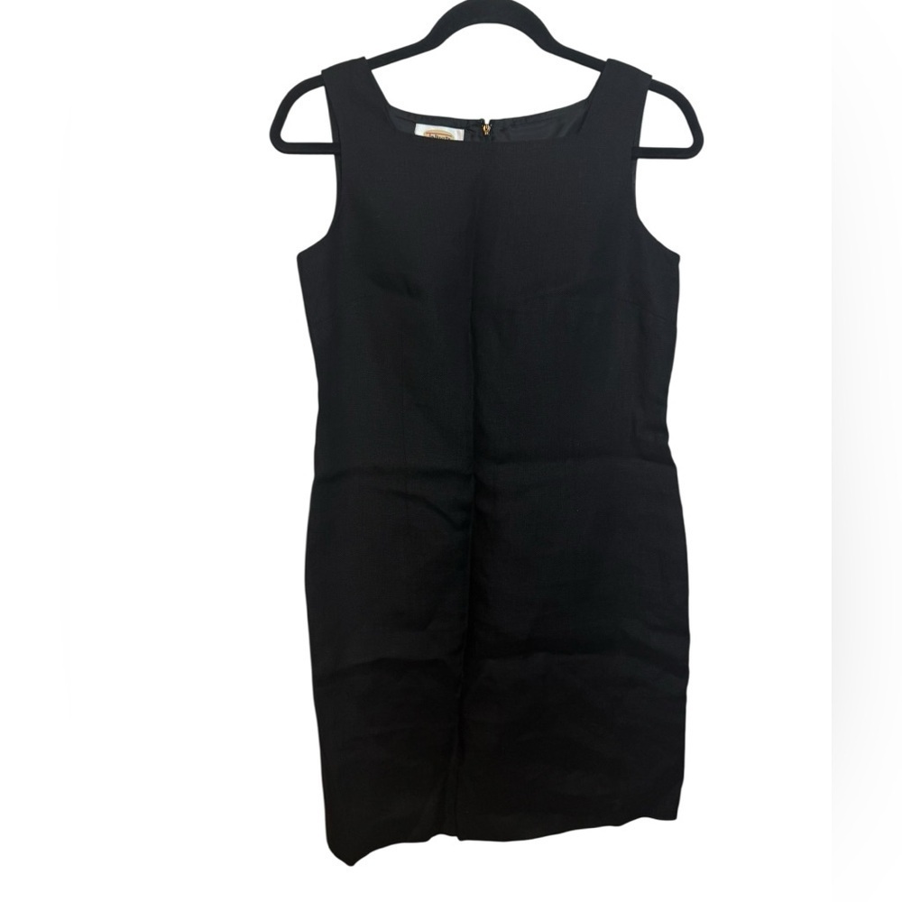 Talbots Vintage Black Irish Linen Square Neck Dress